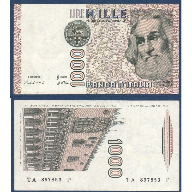 Italie P.109a, TTB Billet de 1000 Lire 1982 Marco Polo