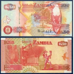 Zambie P.37f, Neuf, Billet de 50 Kwacha 2007 Zèbre