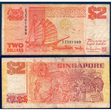 Singapour Pick N°27,TB Billet de banque de 2 Dollars 1990