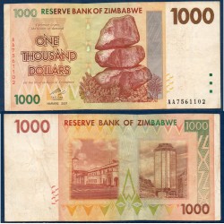 Zimbabwe Pick N°71, Billet de banque de 1000 Dollars 2007