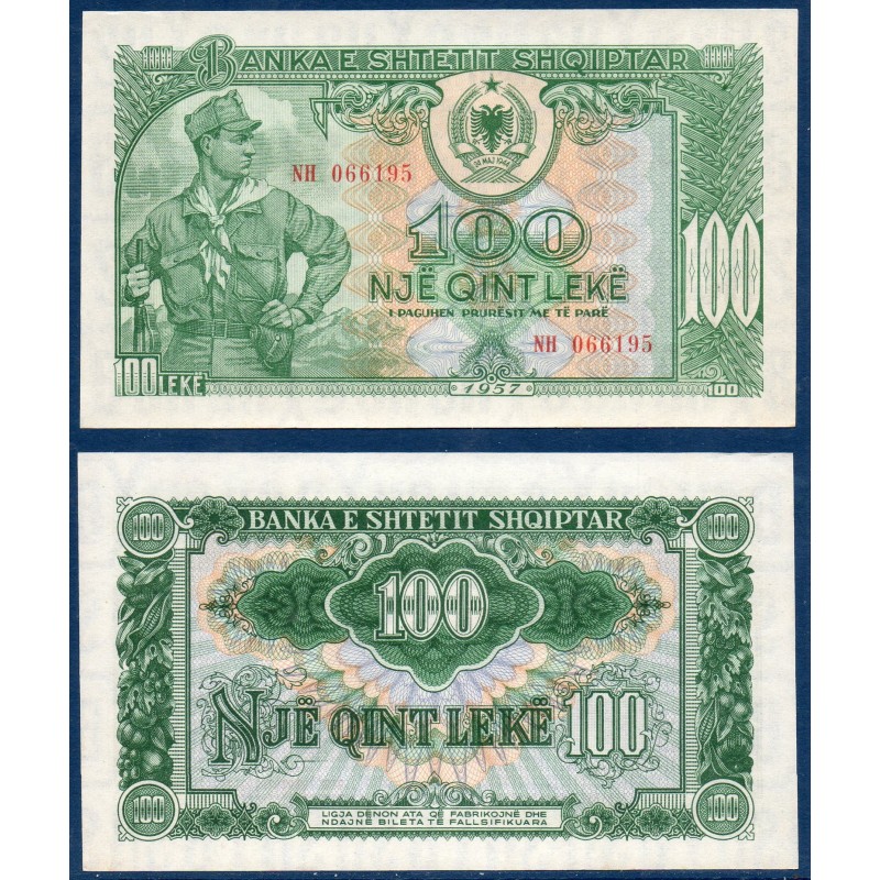 Albanie P.30a, Neuf Billet 100 Leke 1957 Soldat