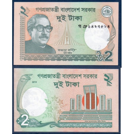 Bangladesh P.52c, Neuf, Billet de 2 Taka 2013 Shaheed Minar