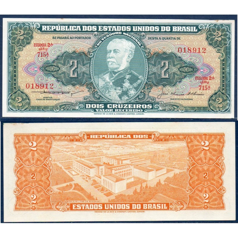 Bresil P.157Ab, Spl Billet de 2 Cruzeiros 1957-1958 Duque de Caxias