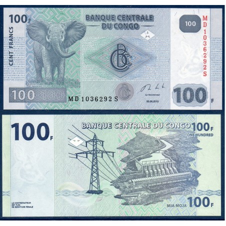 Congo P.98b, Neuf, Billet de 100 Francs 2013 Parc Virunga