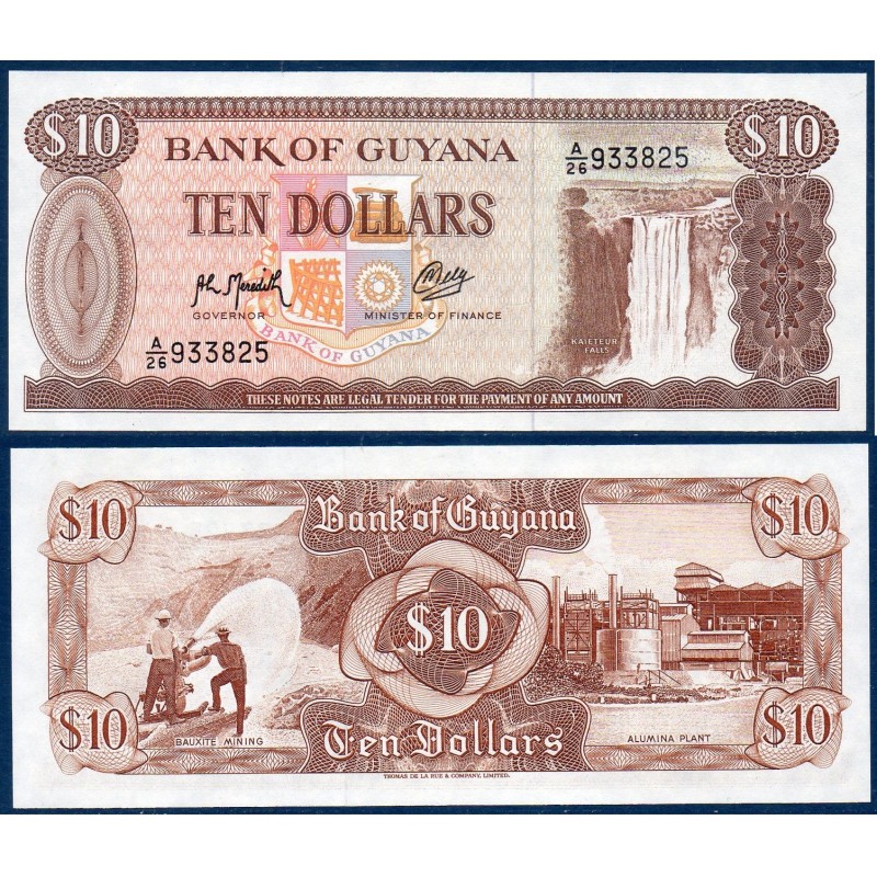 Guyana Pick N°23f, Billet de banque de 10 Dollars 1992