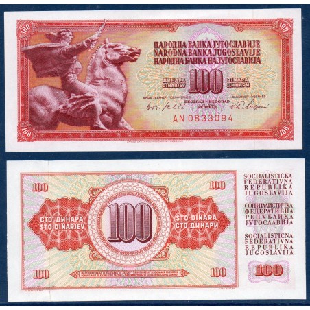 Yougoslavie P.80c, neuf Billet de 100 Dinara 1965 paix d'Augistincic