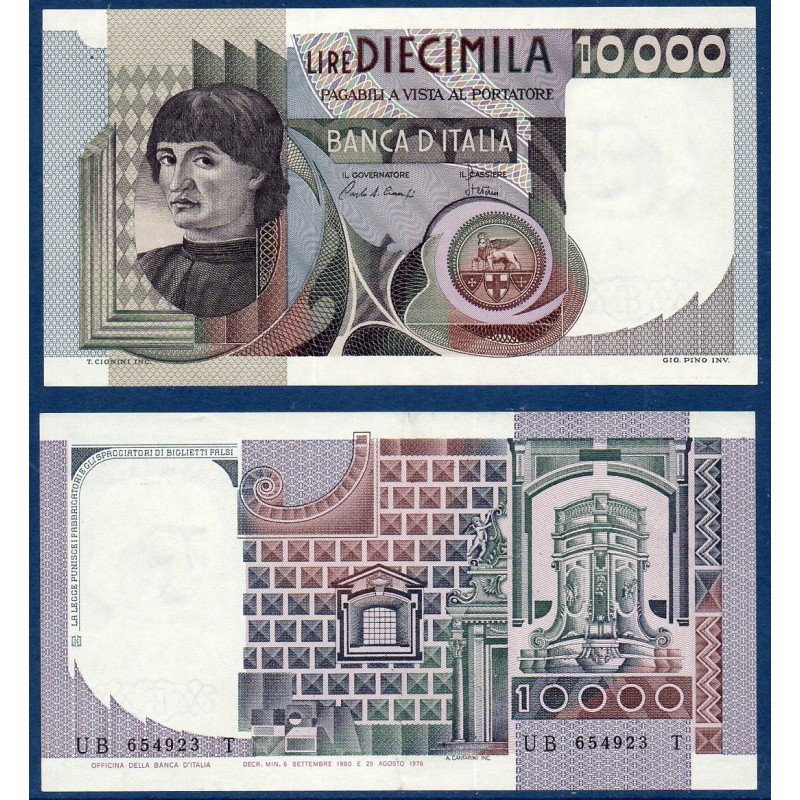 Italie P.106b, SPL Billet de 10000 Lire 1980-1982 Castagno