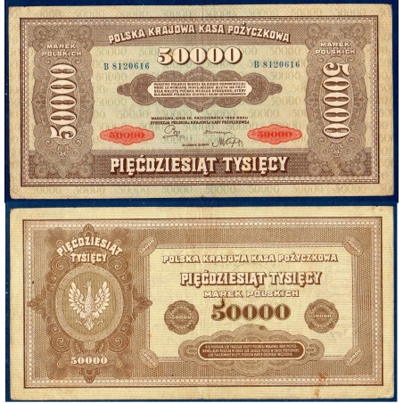 Pologne P.33, TTB, Billet de 50000 Marek 1922 Marron