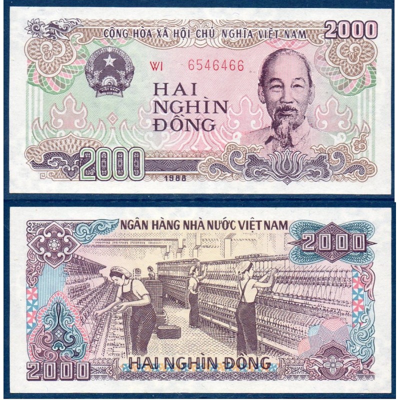 Viet-Nam Nord Pick N°107b, Billet de banque de 2000 dong 1988