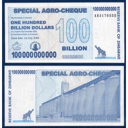 Zimbabwe Pick N°64, Neuf Billet de banque de 100 billion de Dollars 2008