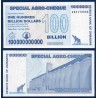 Zimbabwe P.64, Neuf, Billet de 100 billion de Dollars 2008 Girafes