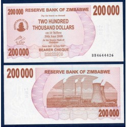 Zimbabwe P.49, Neuf, Billet de 200000 Dollars 2007 Usine