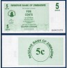 Zimbabwe P.34, Neuf, Billet de 5 Cents 2006 Vert