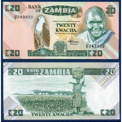 Zambie P.27e, Neuf, Billet de 20 Kwacha 1980-1988 Champ