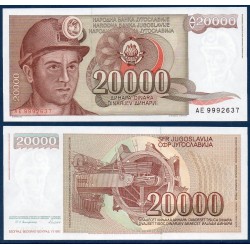 Yougoslavie P.95, neuf Billet de 20000 Dinara 1987 mineur