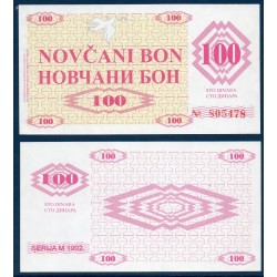 Bosnie P.6r, neuf Billet de 100 Dinara 1992 rose