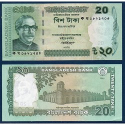 Bangladesh P.55b, Neuf, Billet de 20 Taka 2012 Vert