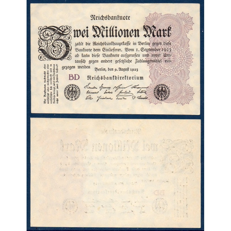 Allemagne P.104b, Billet de 2 millions de Mark 1923 cercles