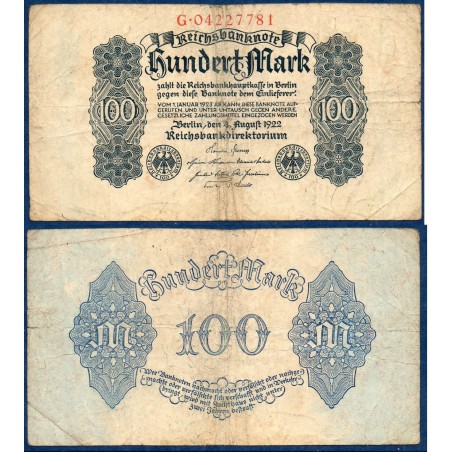 Allemagne P.75, TB Billet de 100 Mark 1922 gris