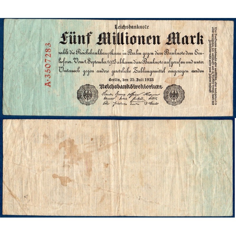 Allemagne P.95, TTB Billet de 5 millions Mark 1923 vert