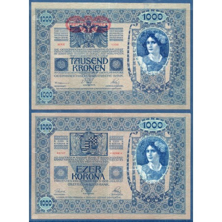 Autriche P.57, TTB Billet de 1000 Kronen 1919 bleu femme