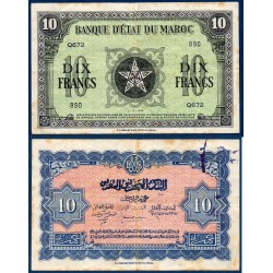 Maroc Pick N°25, Billet de banque de 10 francs 1.3.1944