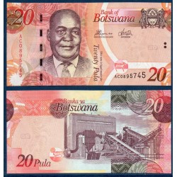 Botswana P.31c, Neuf, Billet de 20 Pula 2012 exploitation minière