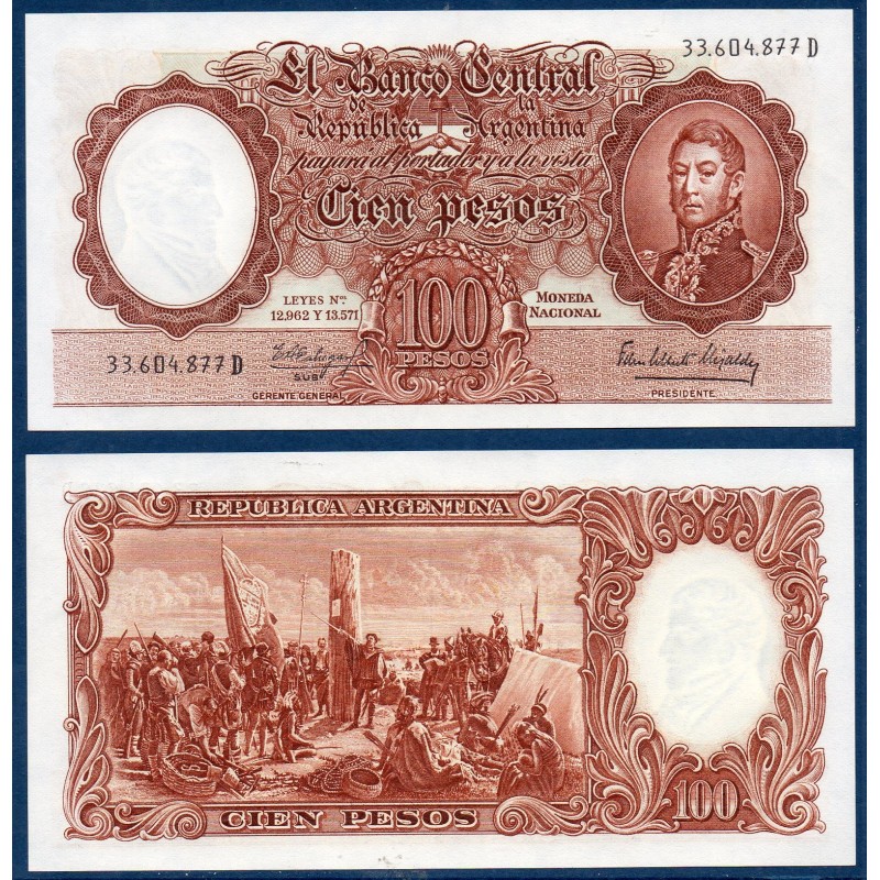 Argentine P.272, neuf Billet de 100 Pesos 1955 Fondation Buenos aires