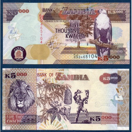 Zambie P.45f, Neuf, Billet de 5000 Kwacha 2010 Manioc