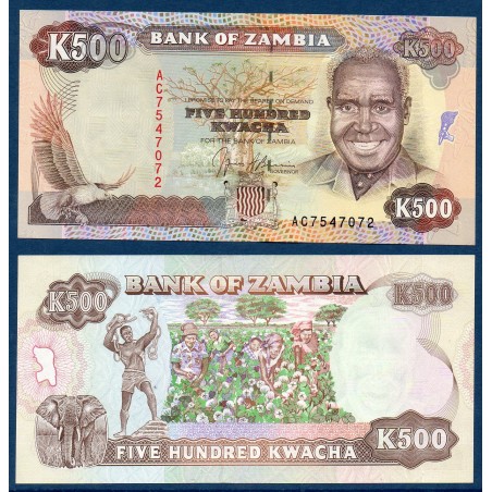 Zambie P.35a, Neuf, Billet de 500 Kwacha 1991 Éléphant