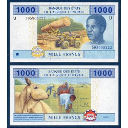 Afrique Centrale P.207Ud Cameroun, Neuf, Billet de 1000 Francs CFA 2002 boeuf