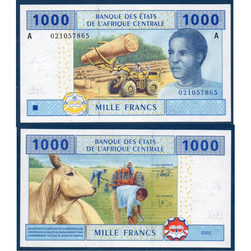 Afrique Centrale P.407Aa Gabon, Neuf, Billet de 1000 Francs CFA 2002 cabane