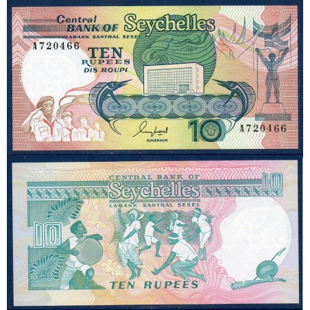 Seychelles P.32, Neuf, Billet de 10 Rupees 1989 Danseurs