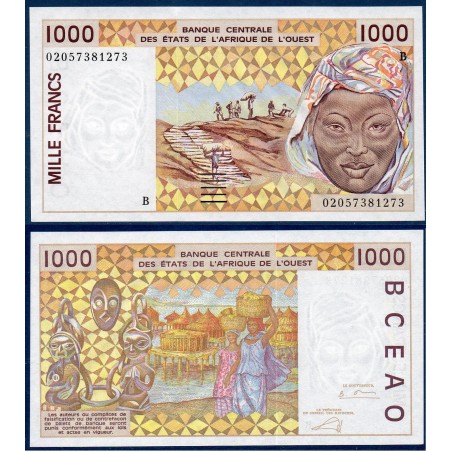 BCEAO P.211Bm Benin, Neuf, Billet de 1000 Francs CFA 2002 masques