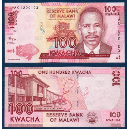 Malawi Pick N°59a Billet de banque de 100 kwacha 2012