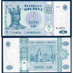 Moldavie Pick N°9d, Billet de Banque de 5 Lei 2005