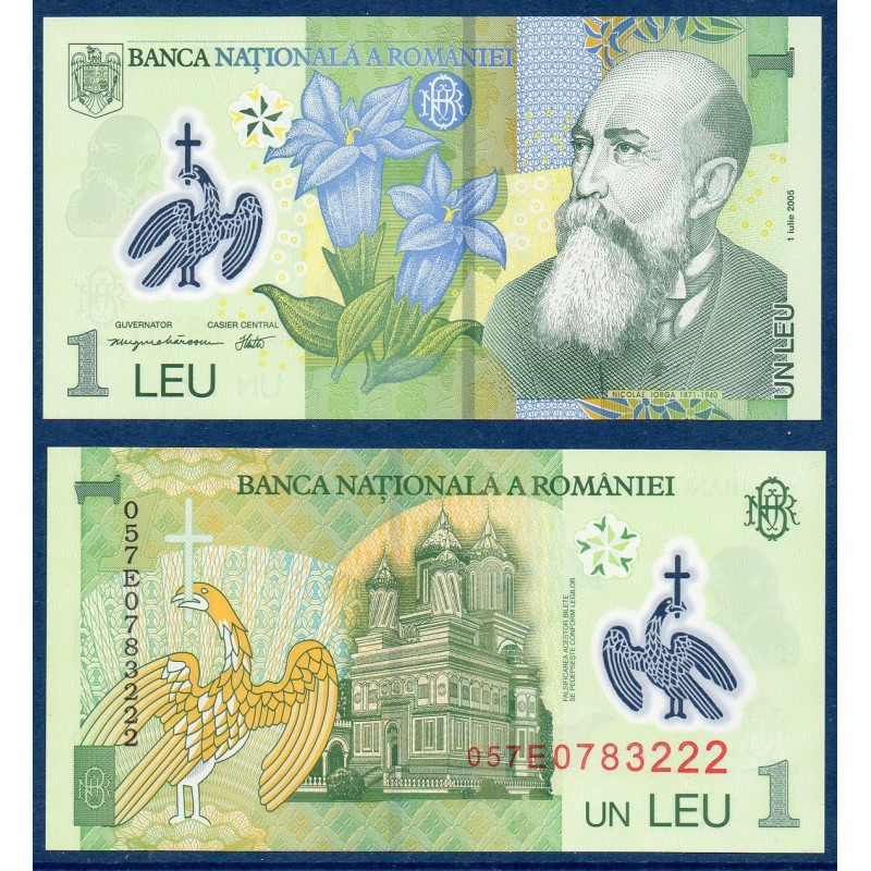 Roumanie P.117a, Neuf, Billet de 1 leu 2005 Polymère