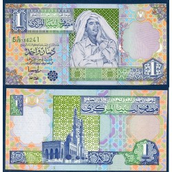 Libye P.64a, Neuf, Billet de 1 dinar 2002 Kadhafi