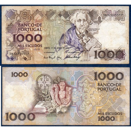 Portugal P.181j, TB, Billet de 1000 Escudos 1992 Braga