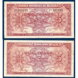 Belgique Pick N°121, TTB Billet de banque de 5 Francs Belge 1943