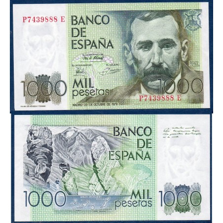 Espagne P.158, Neuf Billet de 1000 pesetas 1979 Benito Galdos