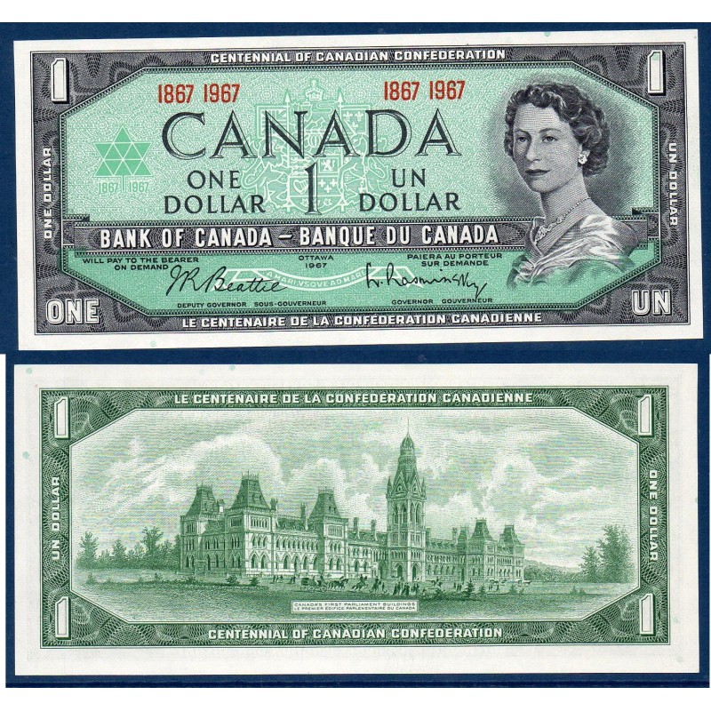 Canada P.84a, Neuf Billet de 1 dollar 1967 Confédération Canadienne