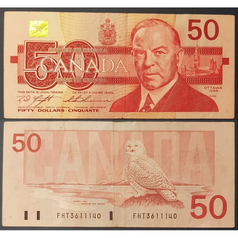 Canada P.98c, TTB Billet de 50 dollar 1988 MacKenzie King