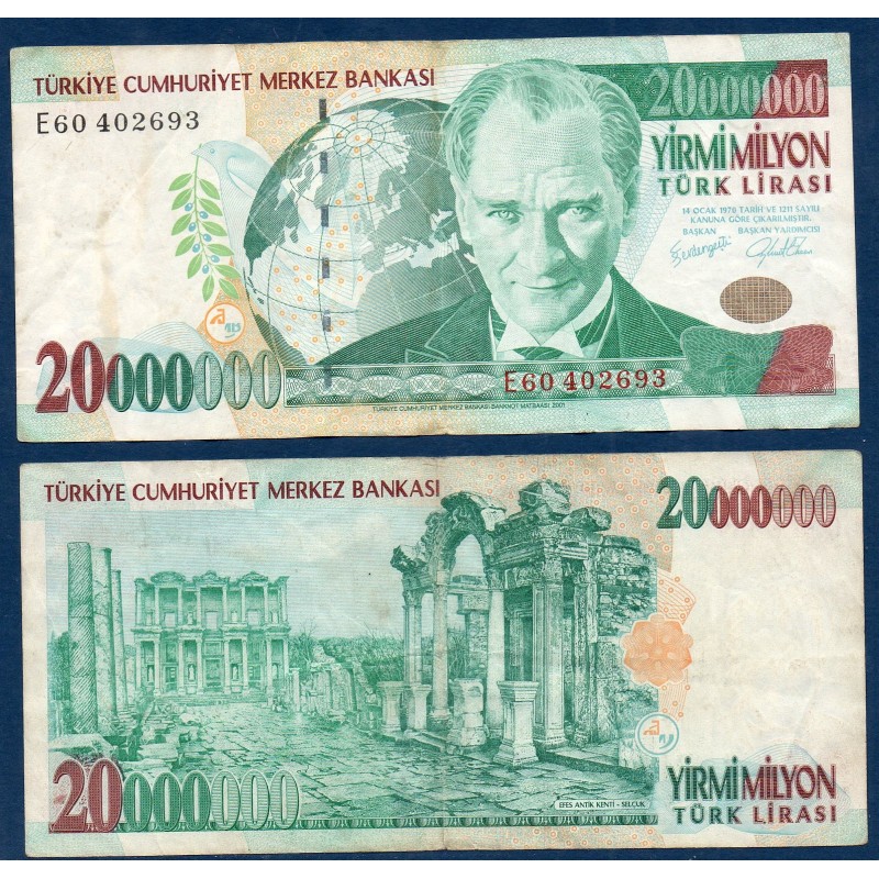 Turquie P.215, TTB Billet de 20000000 Lira 2000 Ephèse