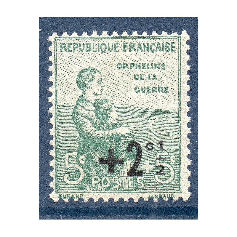 Timbre France Yvert No 163 Orphelins de la guerre surchargé neuf **