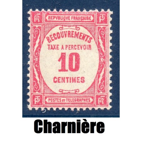 Timbre France Taxes Yvert 56 Type Recouvrement 10c Rose neuf * avec charnière