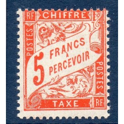 Timbre France Taxes Yvert 66 Type Duval 5f Orange neuf **