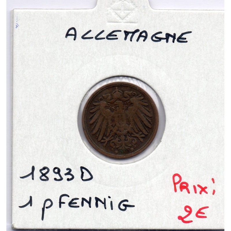 Allemagne 1 pfennig 1893 D TTB- KM 10 pièce de monnaie