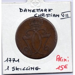 Danemark 1 skilling 1771 TB, KM.616 Christian VII