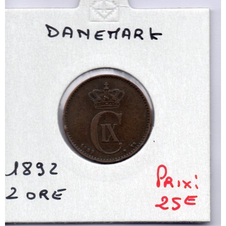 Danemark 2 ore 1892 TTB, KM.793 Christian IX